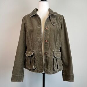 EDDIE BAUER Classic Corduroy Field Jacket Outdoor Olive Green Women's Medium